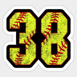 Fastpitch Softball Number 38 #38 Softball Shirt Jersey Uniform Favorite Player Biggest Fan Sticker